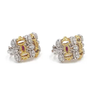 Estate Roberto Coin Barocco 18K Yellow & White Gold Diamond Earrings