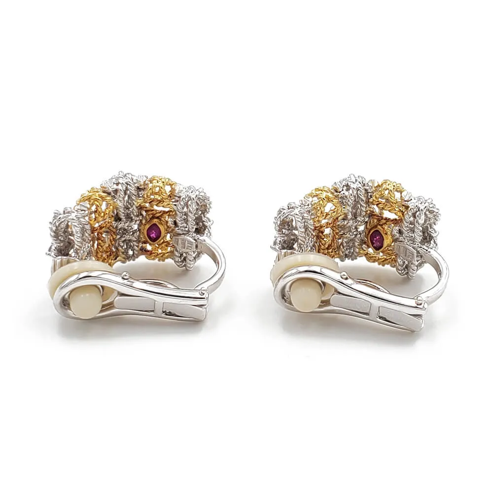 Estate Roberto Coin Barocco 18K Yellow & White Gold Diamond Earrings