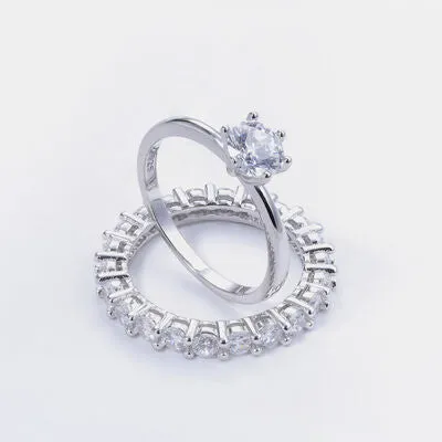 Ethereal Gem 2 Pcs Zircon Sterling Silver Ring