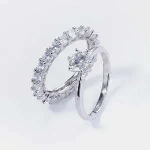 Ethereal Gem 2 Pcs Zircon Sterling Silver Ring