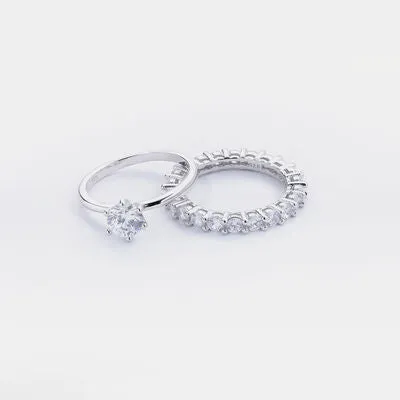 Ethereal Gem 2 Pcs Zircon Sterling Silver Ring