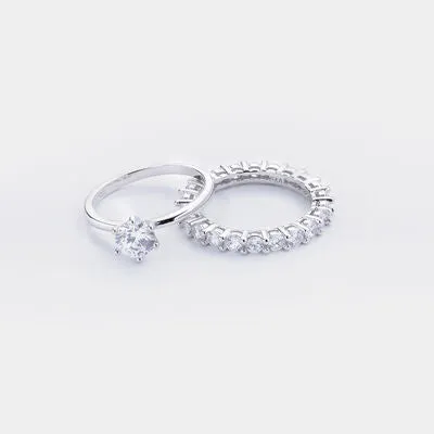 Ethereal Gem 2 Pcs Zircon Sterling Silver Ring