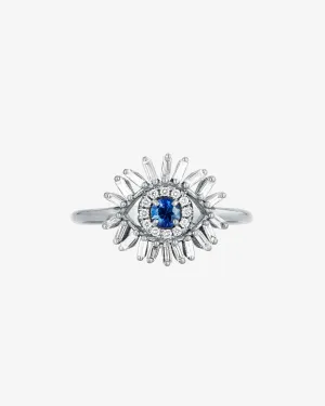 Evil Eye Mini Dark Blue Sapphire Ring