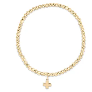 Extends - Classic Gold 3mm Bead Bracelet - Signature Cross Gold Charm