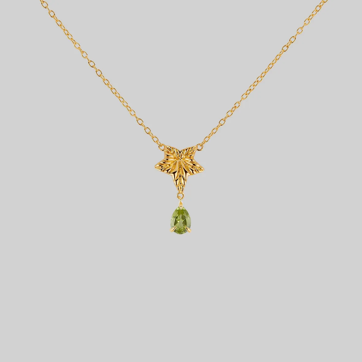 FERONIA. Ivy Leaf Peridot Drop Necklace - Gold