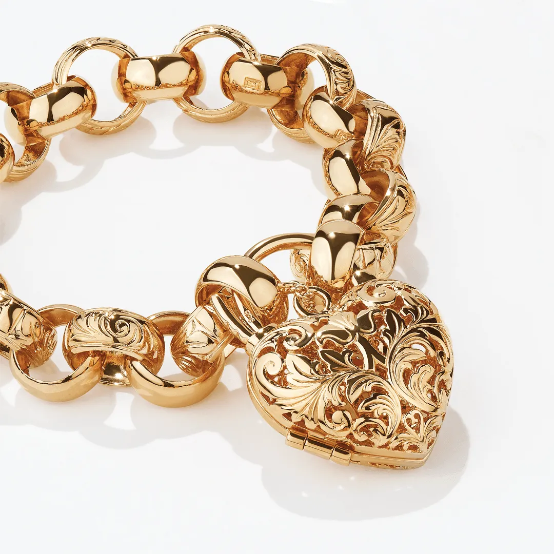 Filigree Padlock Bracelet in 9ct Yellow Gold