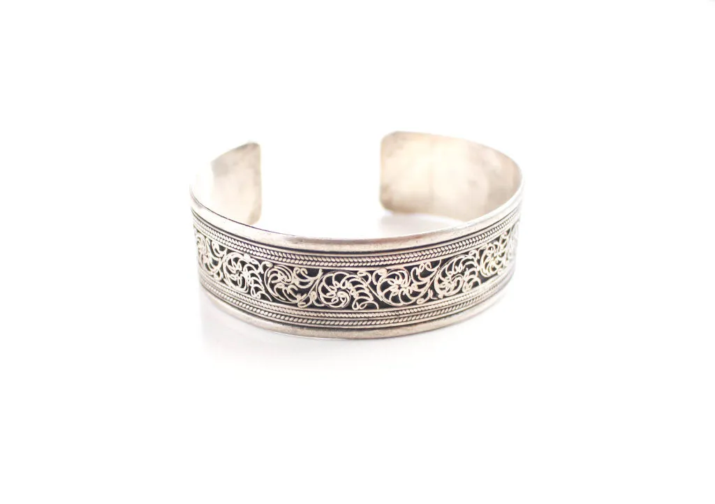 Filigree Pattern Handmade Tibetan Cuff Bracelet