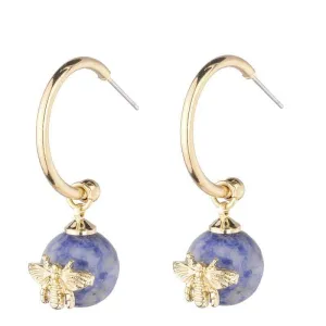 G x G Collective Lorna Semi Precious Bee Earrings Lapis Lazuri