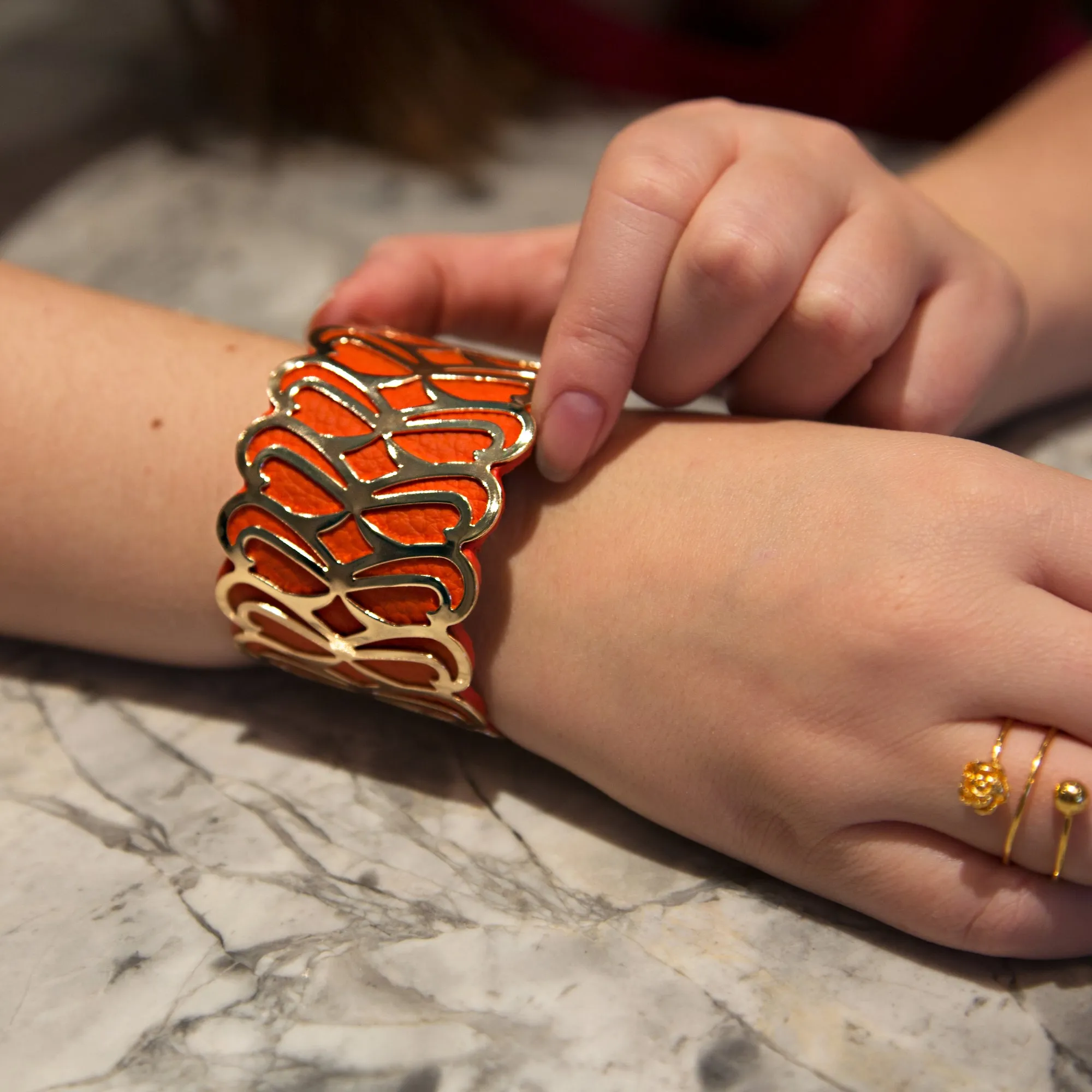 Gold & Orange 2" Infinity Cuff Bracelet