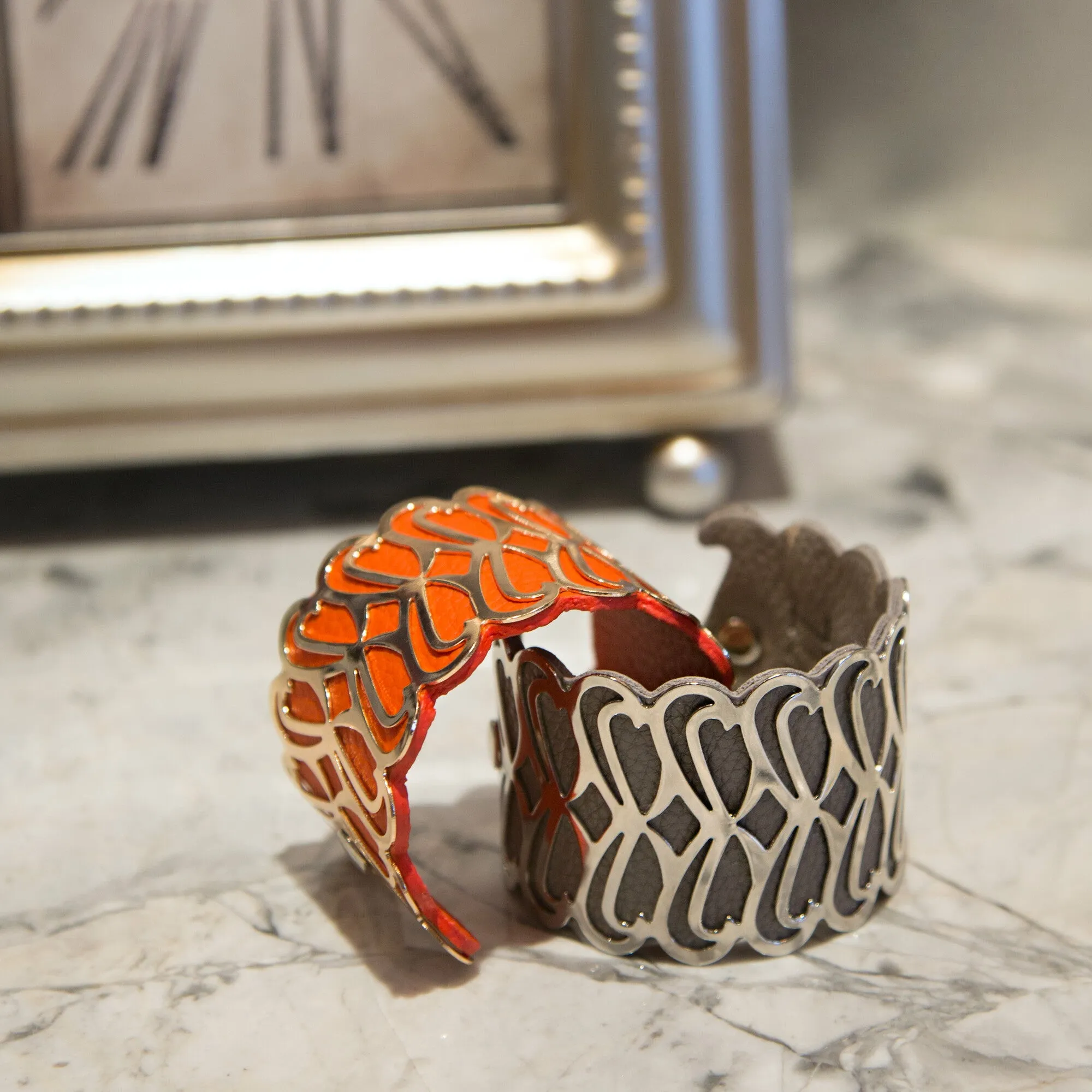 Gold & Orange 2" Infinity Cuff Bracelet