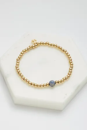 Gold Bead Bracelet - Navy