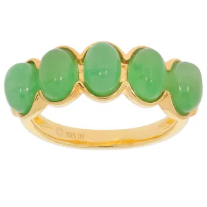 Green Jade Sterling Silver Ring with Accent