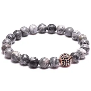 Grey Jasper Stone Micro Pave Bracelet