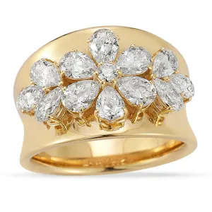 Grown Diamond Floral Cocktail Band in 14K Yellow Gold