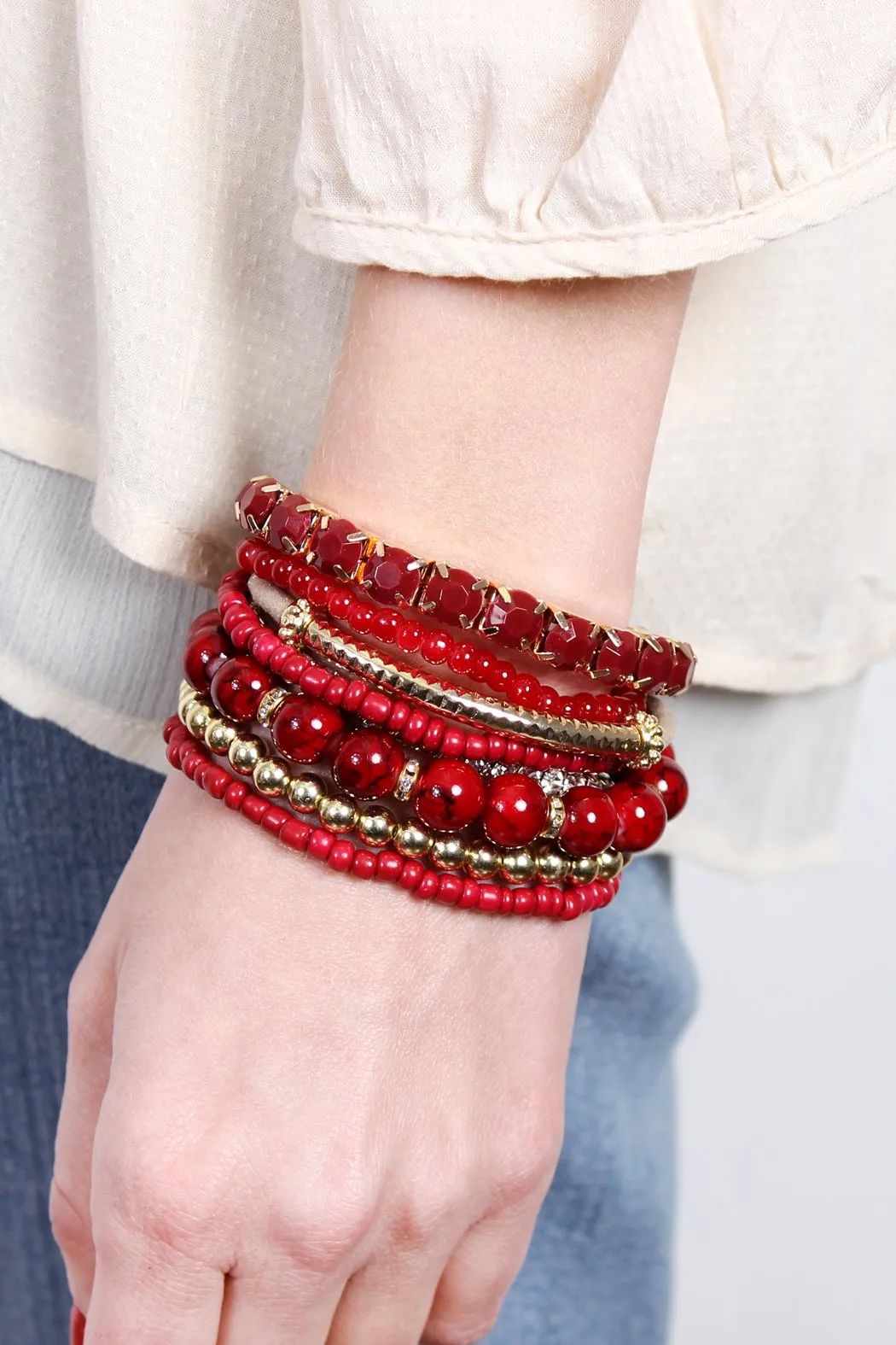 Hdb1286 - Multicolor Beaded Stretch Bracelet