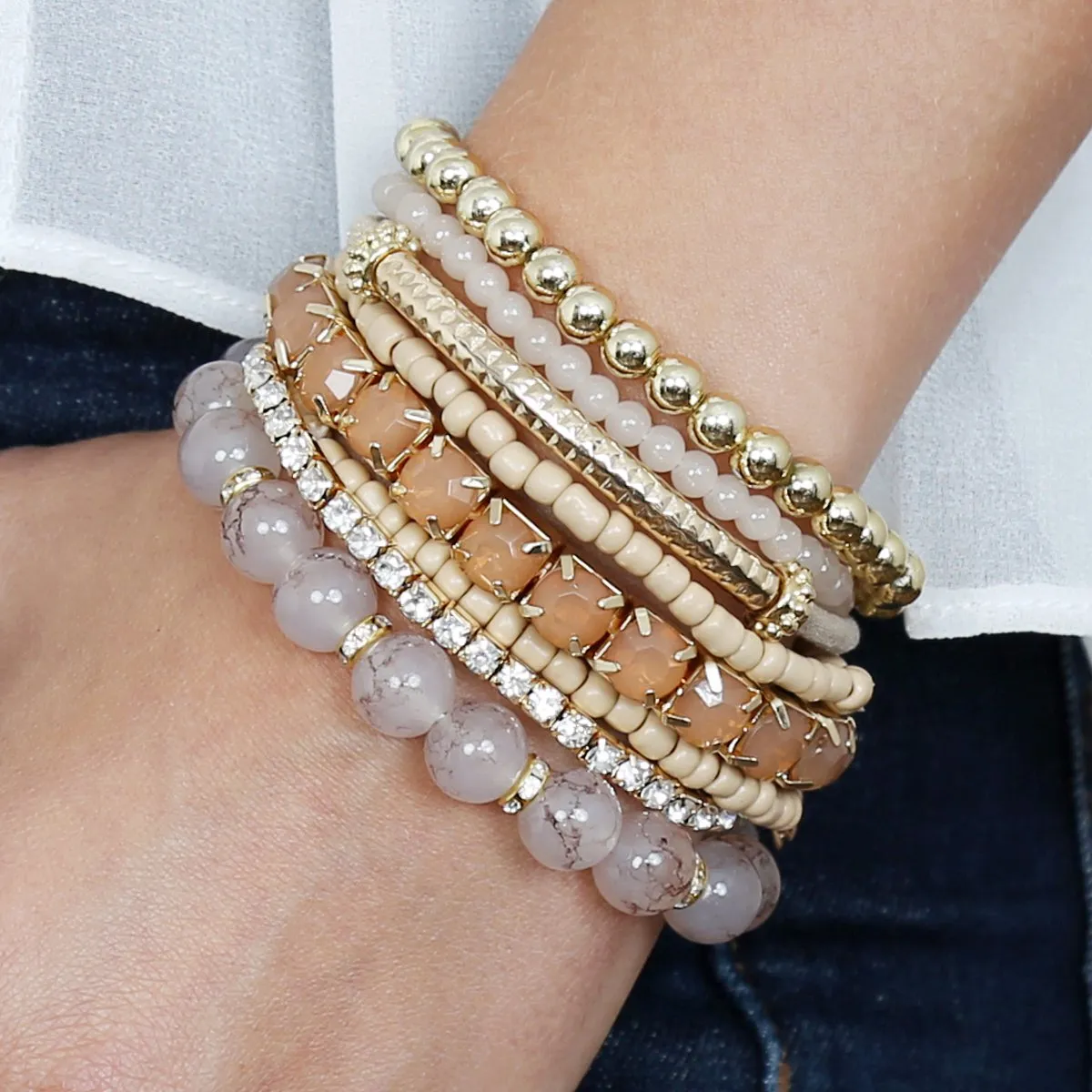 Hdb1286 - Multicolor Beaded Stretch Bracelet