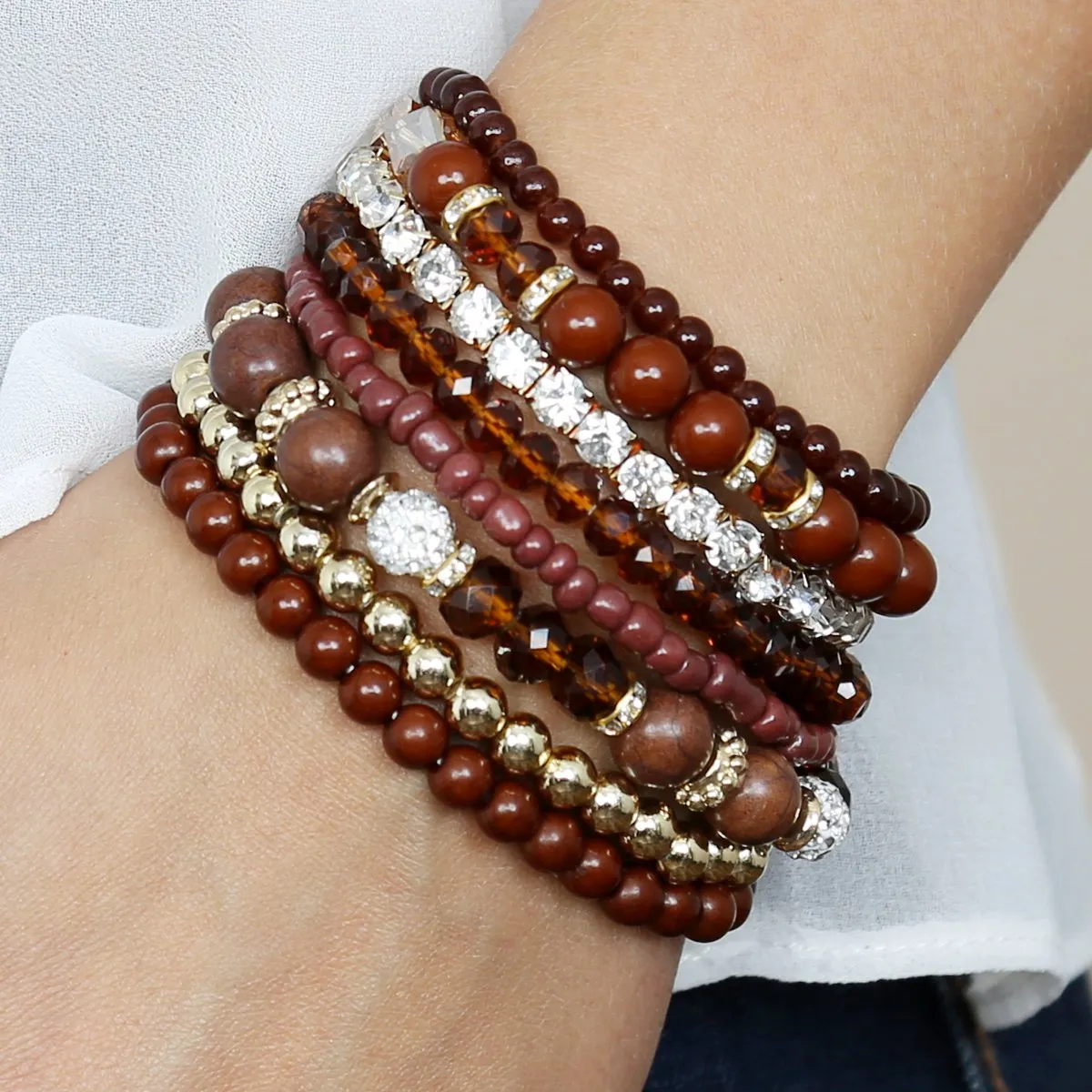 Hdb1286 - Multicolor Beaded Stretch Bracelet