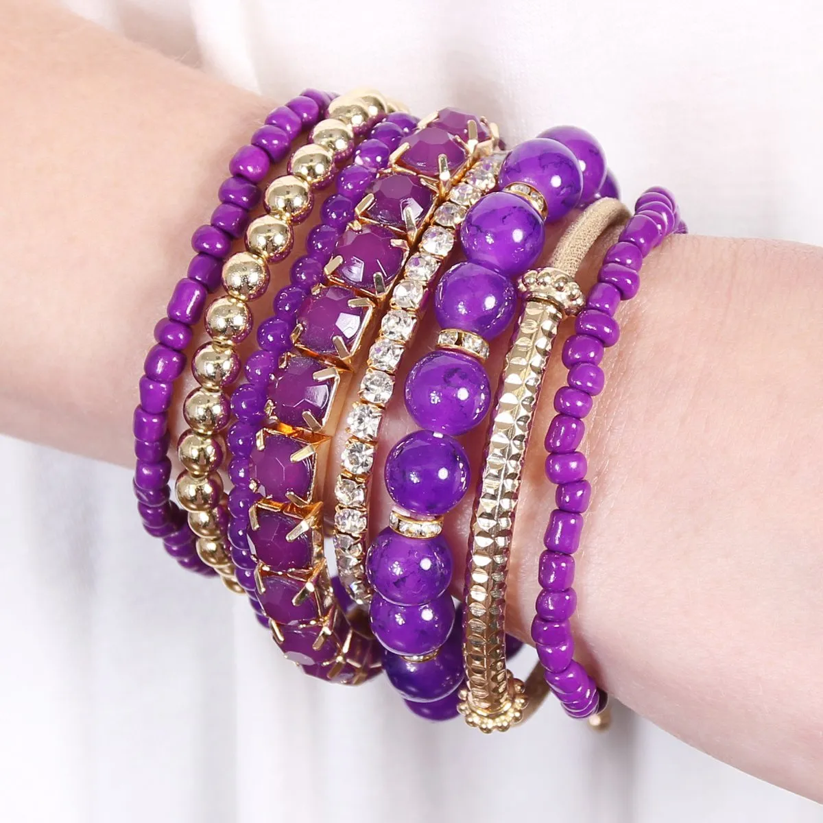 Hdb1286 - Multicolor Beaded Stretch Bracelet