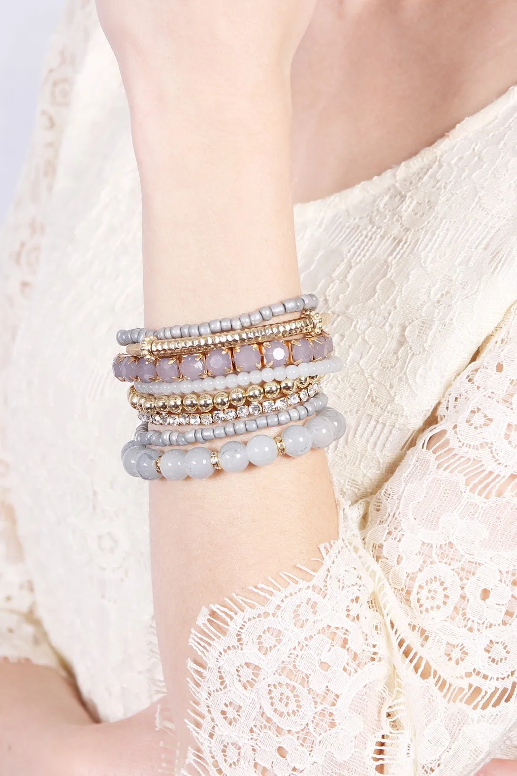 Hdb1286 - Multicolor Beaded Stretch Bracelet