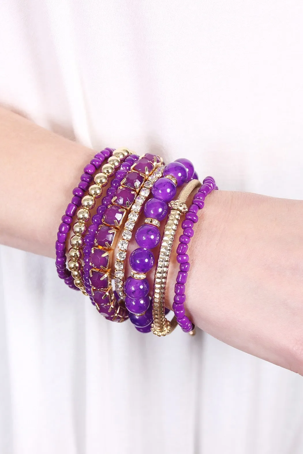 Hdb1286 - Multicolor Beaded Stretch Bracelet