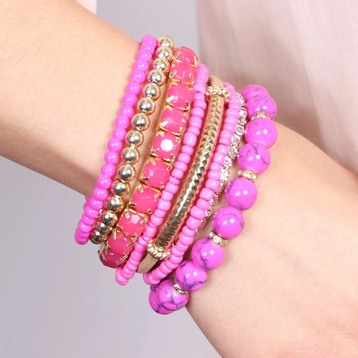 Hdb1286 - Multicolor Beaded Stretch Bracelet