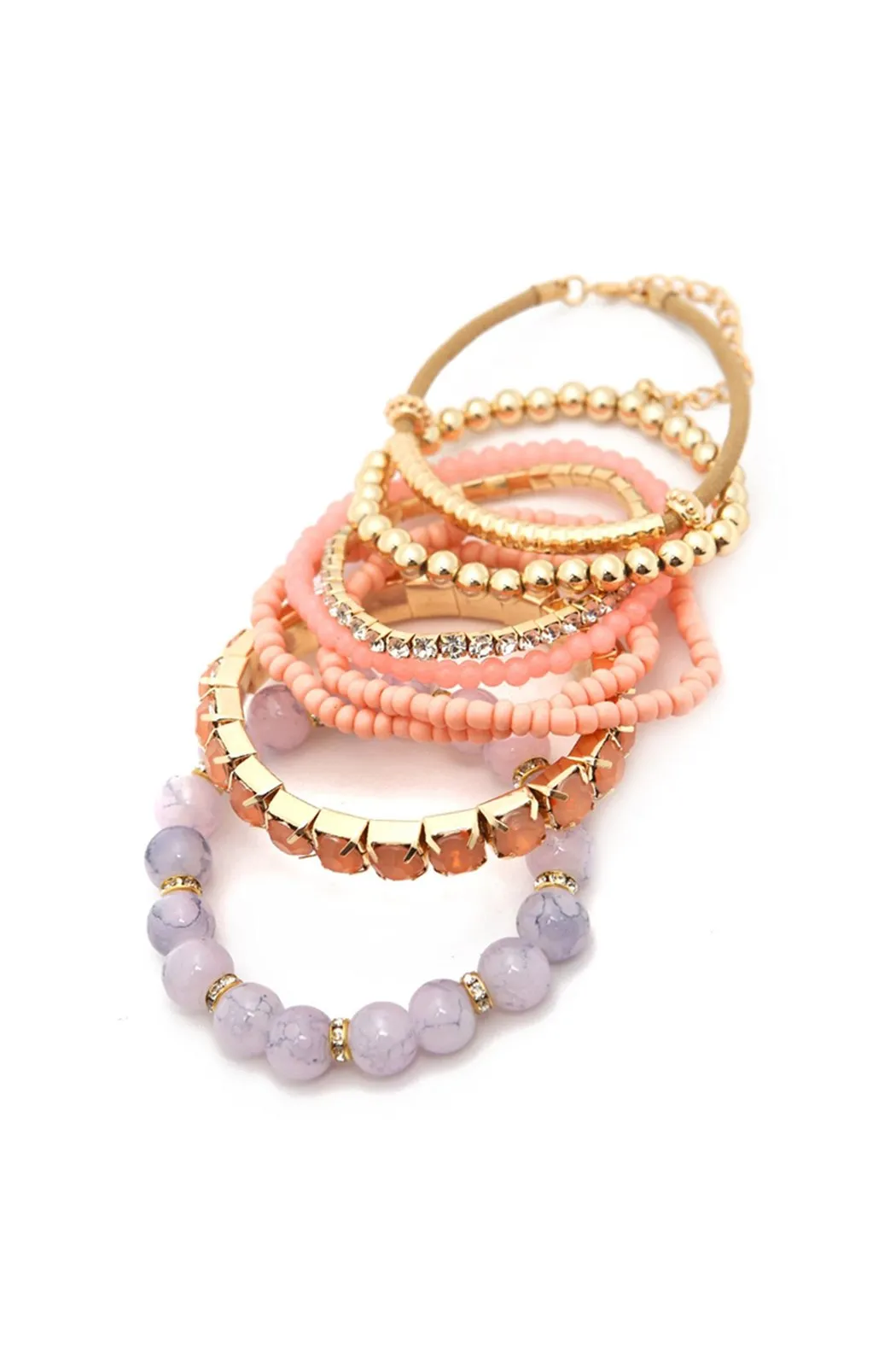 Hdb1286 - Multicolor Beaded Stretch Bracelet