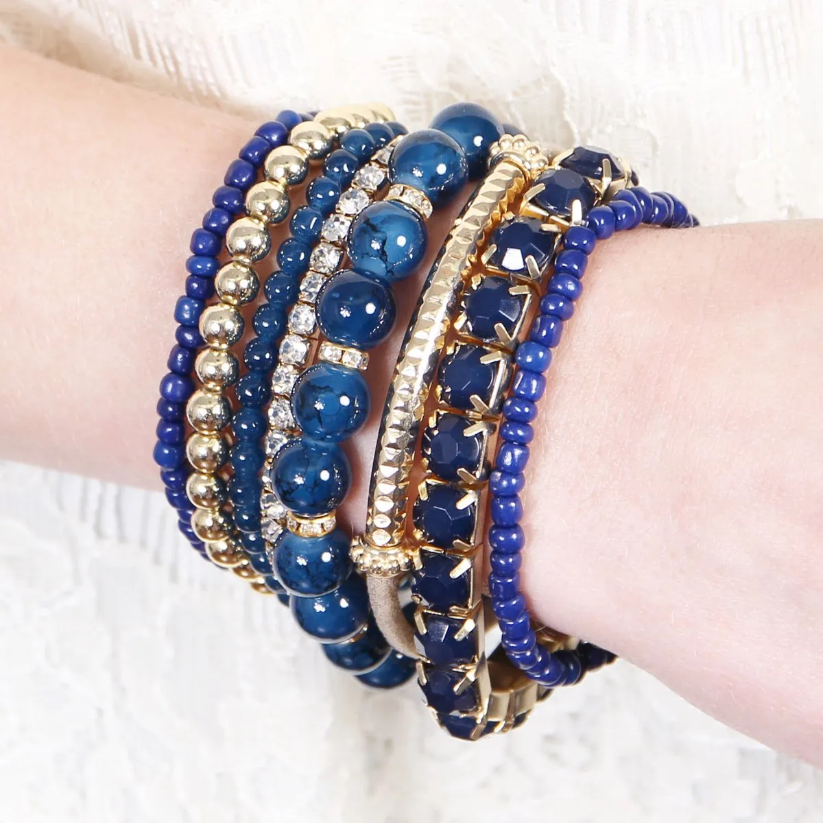 Hdb1286 - Multicolor Beaded Stretch Bracelet