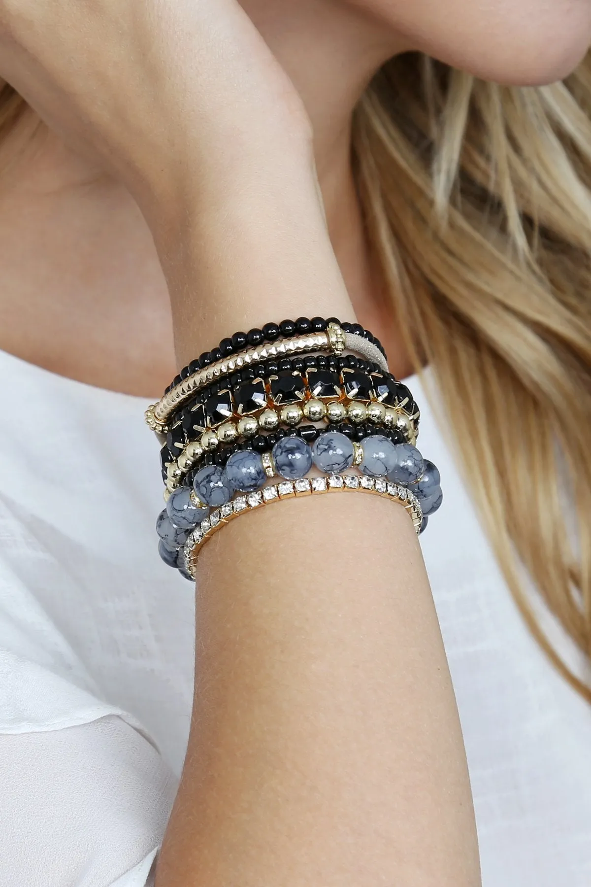 Hdb1286 - Multicolor Beaded Stretch Bracelet