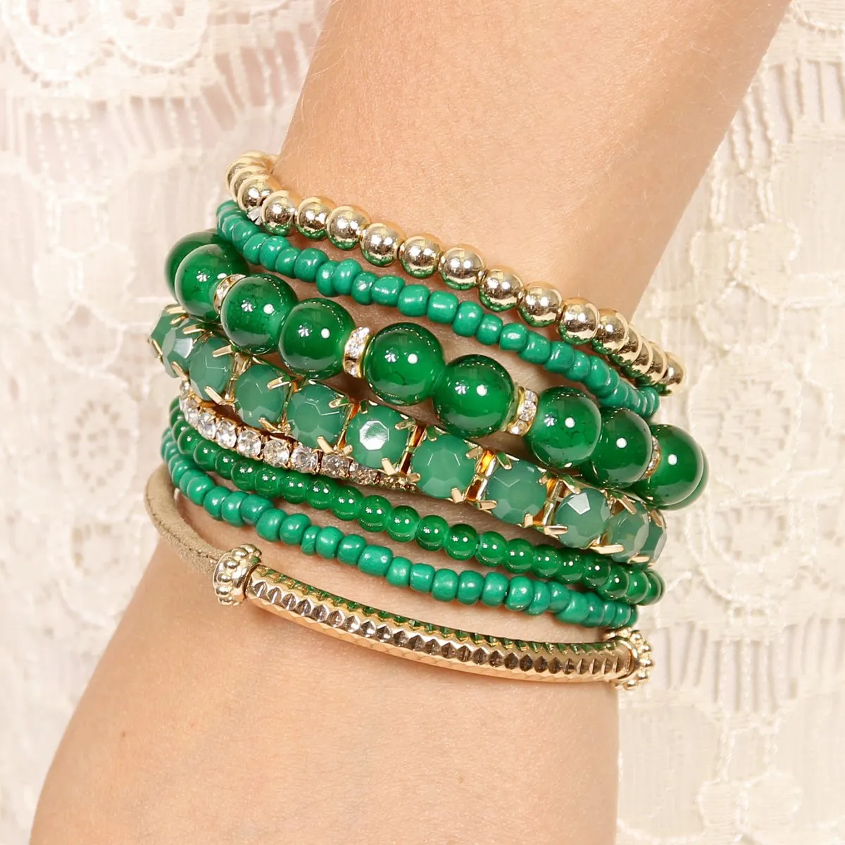 Hdb1286 - Multicolor Beaded Stretch Bracelet