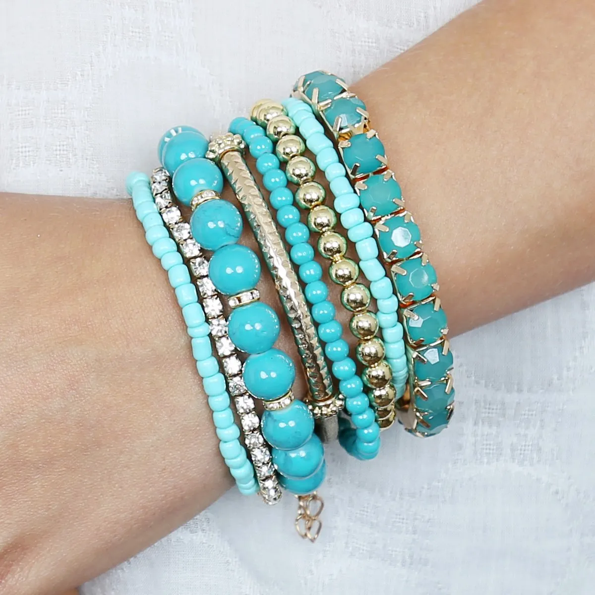 Hdb1286 - Multicolor Beaded Stretch Bracelet