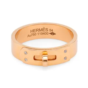 Hermes diamond 18k yellow gold Kelly ring