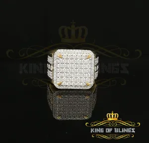 King Of Bling's Big Look yellow Sterling Silver 4.90ct Cubic Zirconia Square Men's Ring SZ 9