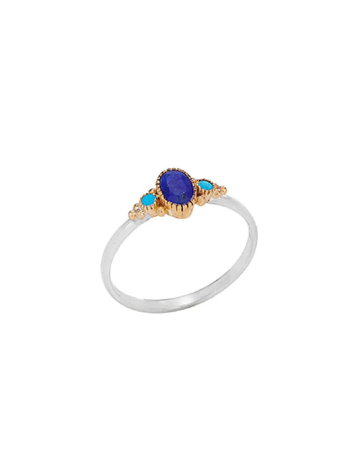 Lapis & Turquoise Multimetal Ring