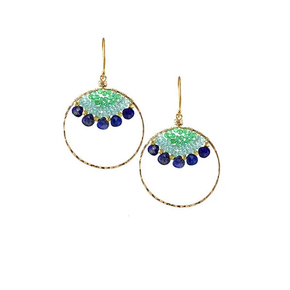 Lapis, Apatite, Chrysoprase Gold Fill Earrings