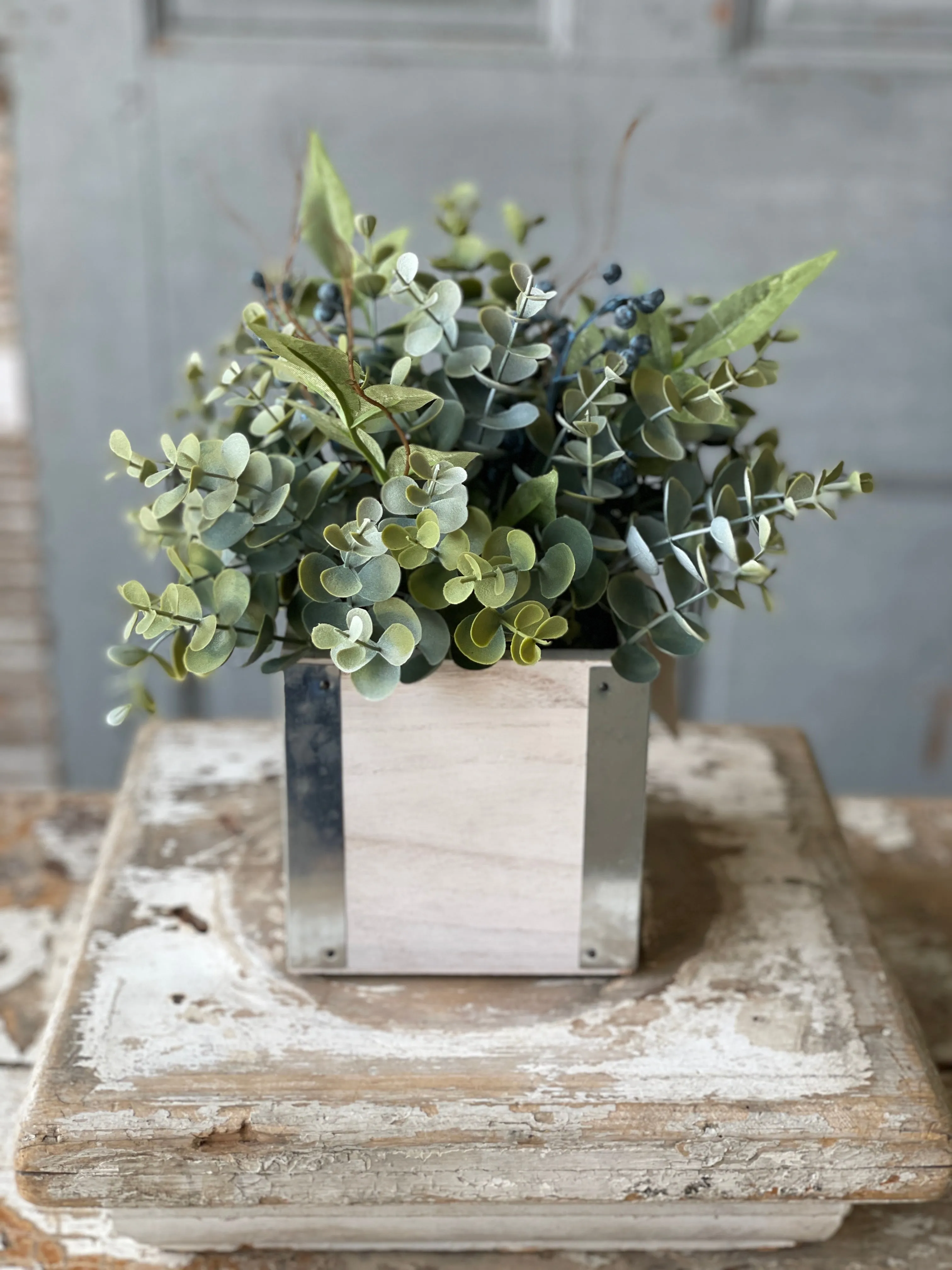 Lapis Hills Eucalyptus Centerpiece | 9" | NEW CLOSEOUT!  From $3.95