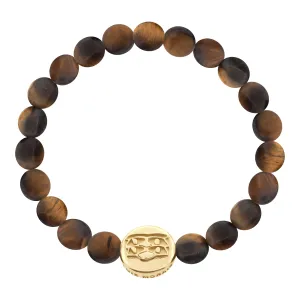 Large Horus Eyes Disk on Medium Tiger's Eye Disk Beaded Bracelet