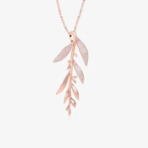 Leafy CZ Rose Gold Chain Locket