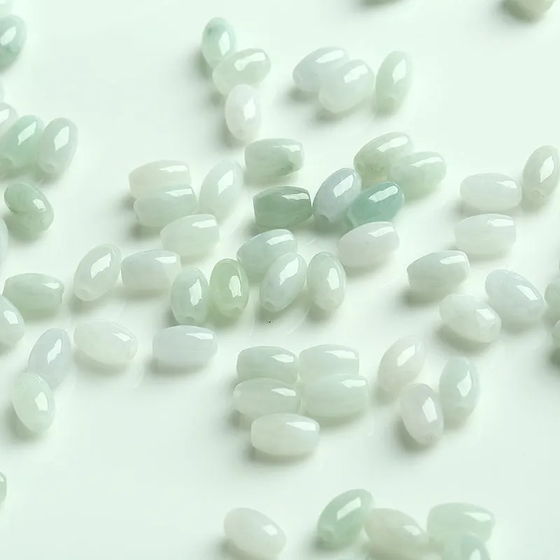 Length 6.5mm-8mm Thickness 4.5mm Natural Jade Beads Jadeite White Light Green Bead WBD14