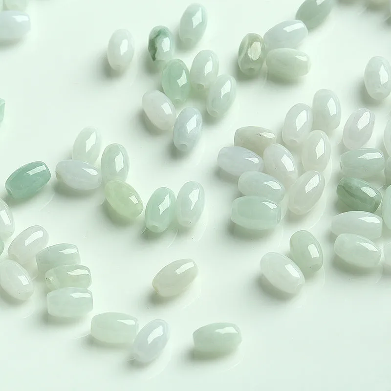 Length 6.5mm-8mm Thickness 4.5mm Natural Jade Beads Jadeite White Light Green Bead WBD14