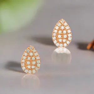 Liven Co. Pear Shaped Pave Posts in 14k Rose Gold