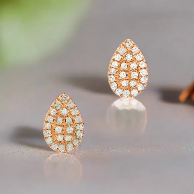 Liven Co. Pear Shaped Pave Posts in 14k Rose Gold