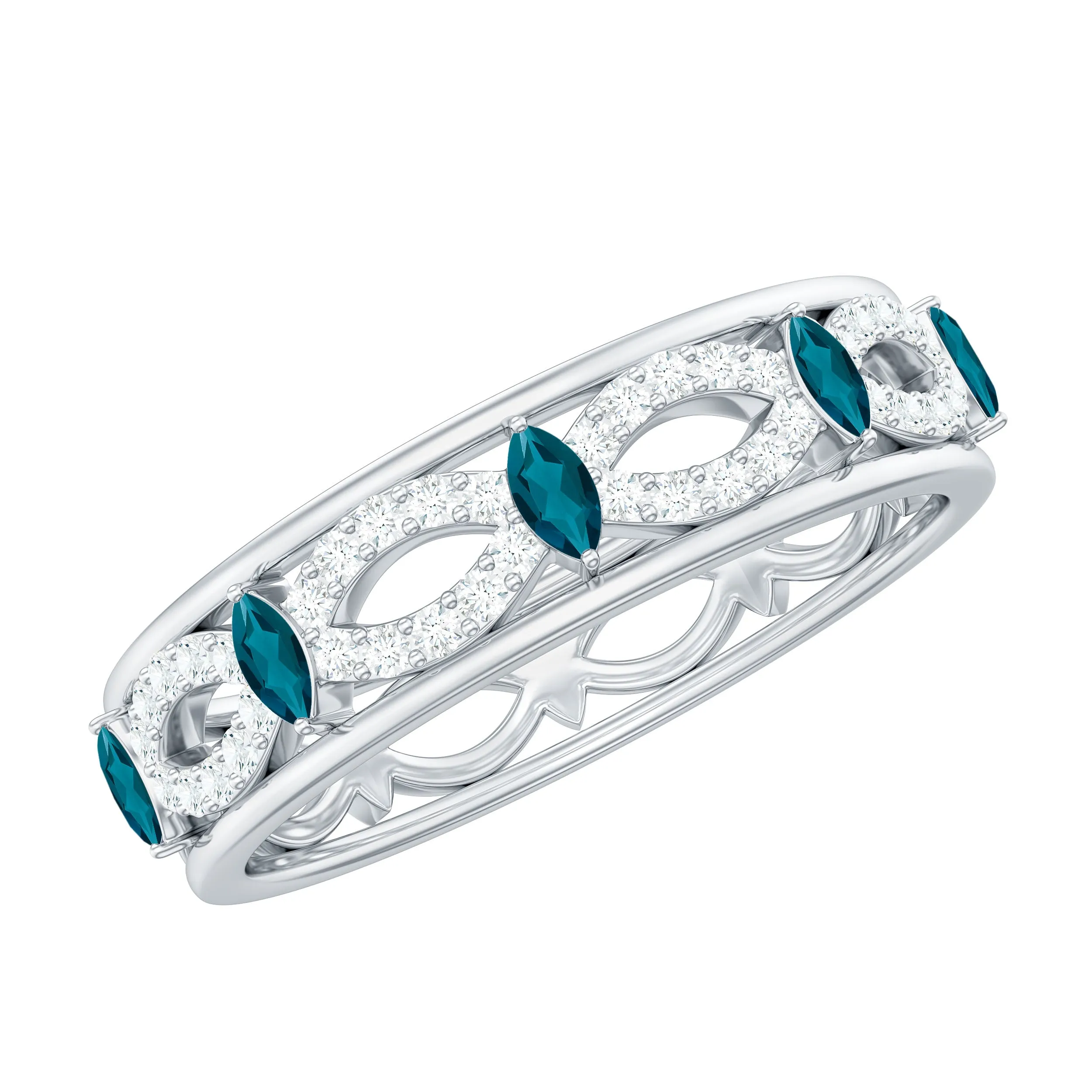 London Blue Topaz and Diamond Infinity Band Ring