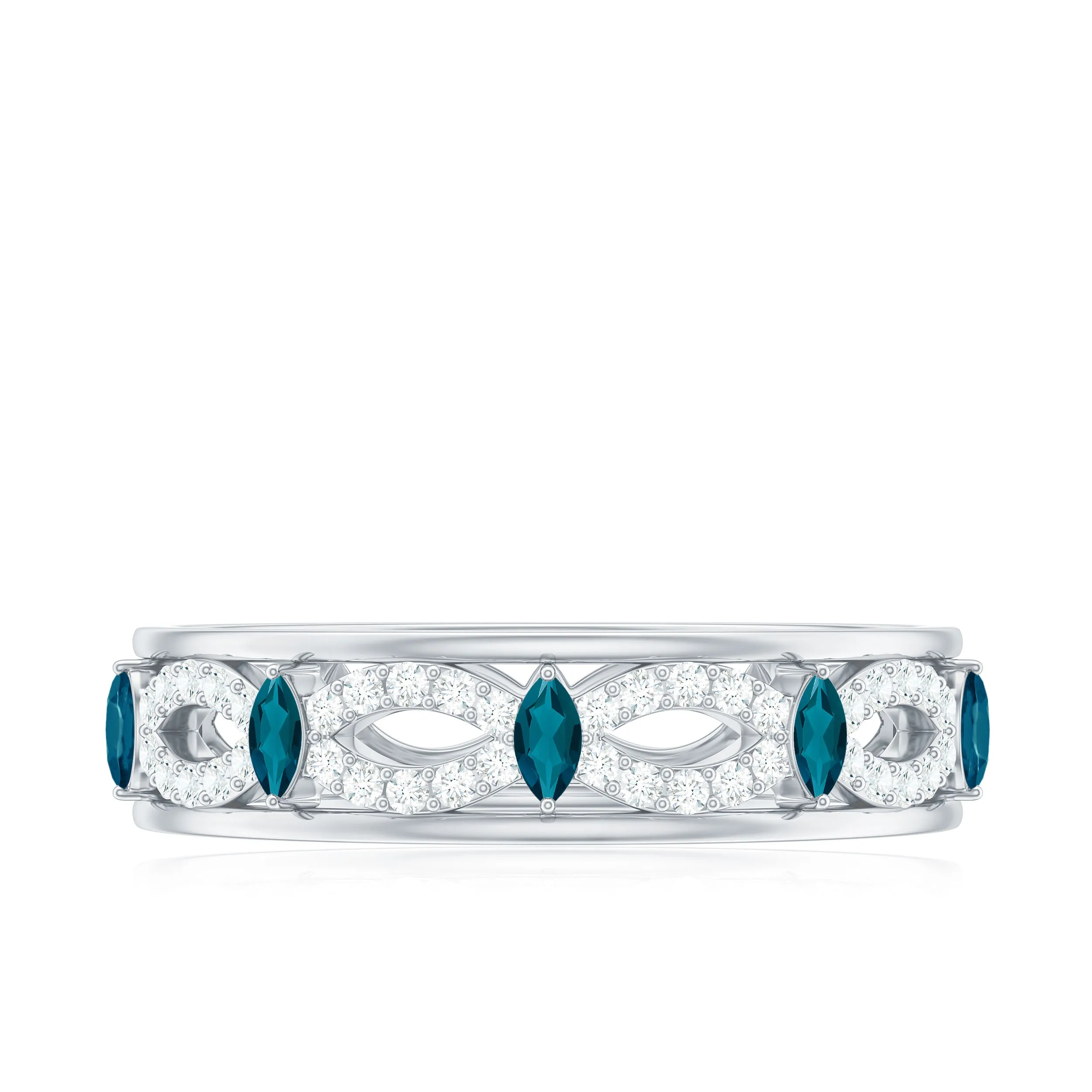 London Blue Topaz and Diamond Infinity Band Ring