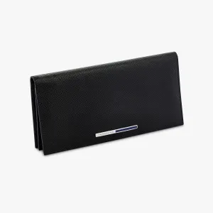 Long wallet in black and navy leather with lapis inlay