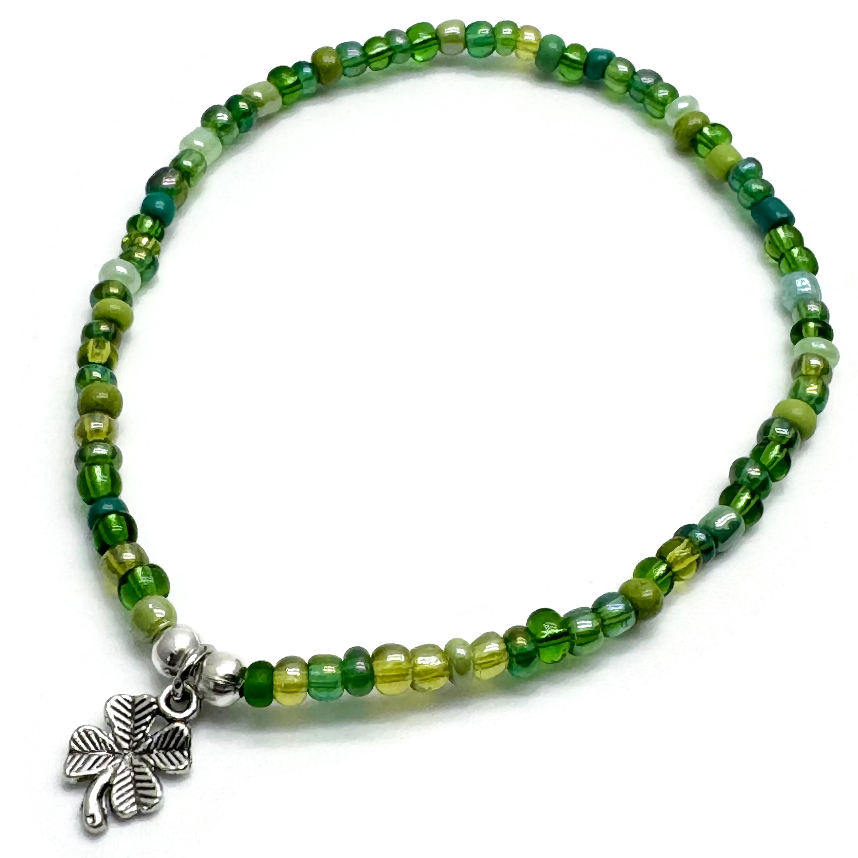 Lucky Clover Seed Bead Anklet - Colour Choice