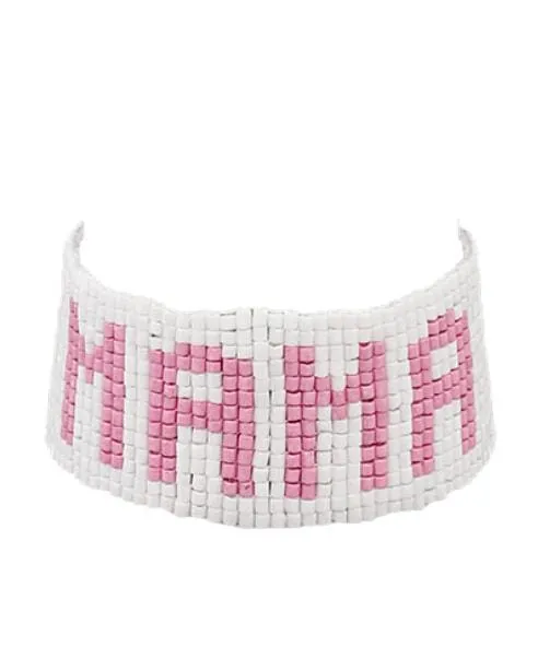 MAMA Wide Beaded Bracelet