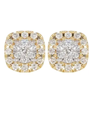 Mens Stud Diamond Earrings | 1.03 Carats 14K Yellow Gold