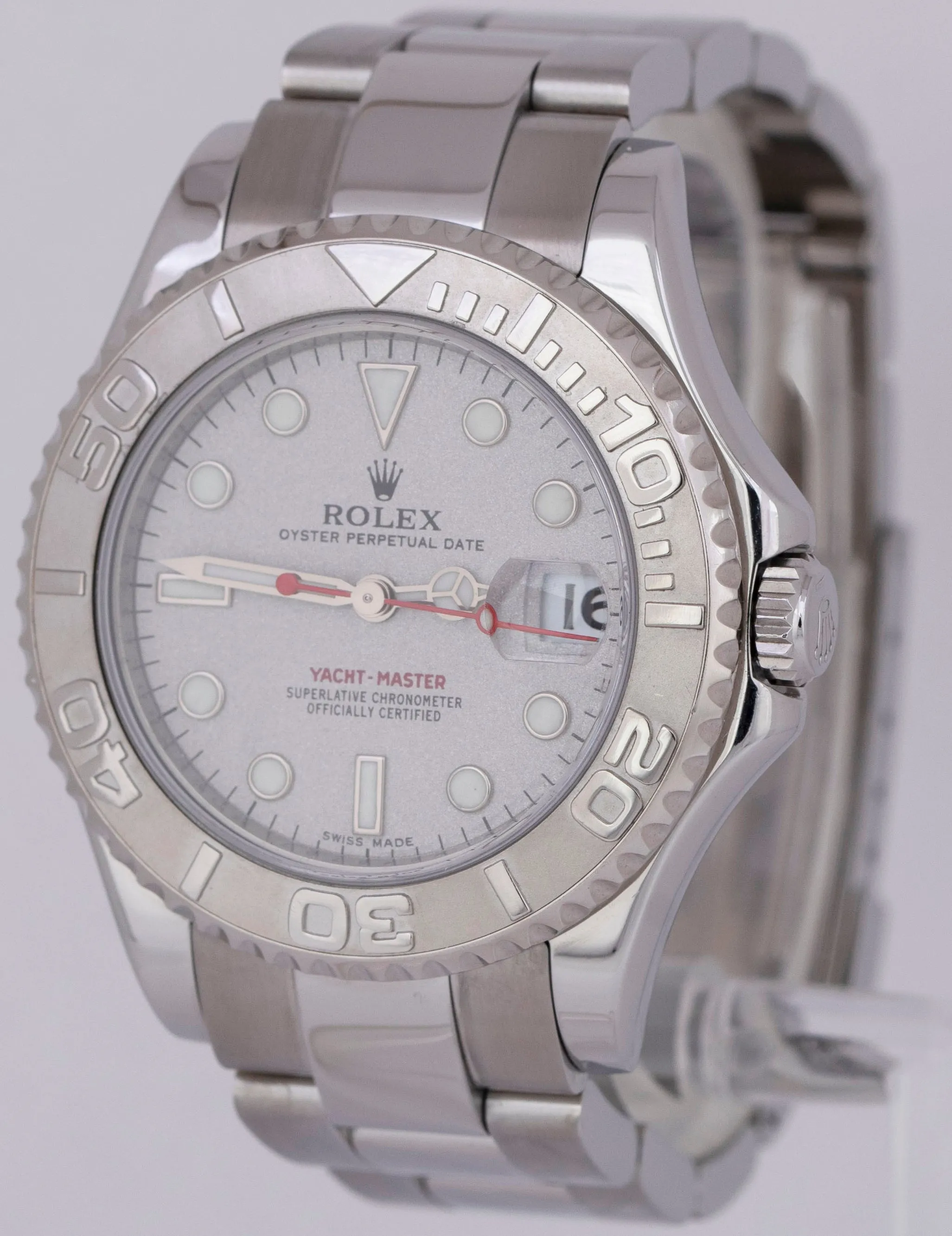 MINT Rolex Yacht-Master Mid-Size Platinum REHAUT Steel 35mm 168622 Date Watch