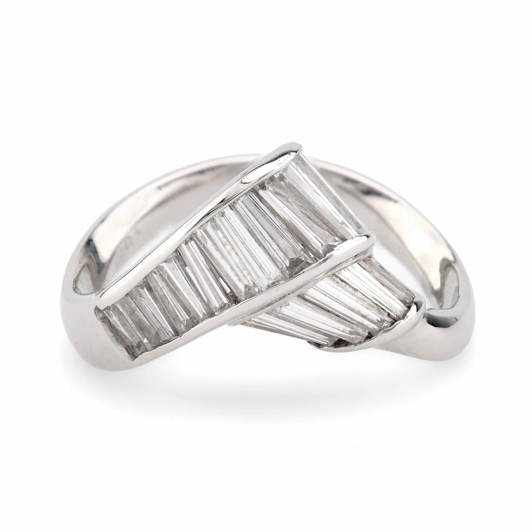 Modern 1.01 Carat Baguette Cut Diamond Platinum Ring