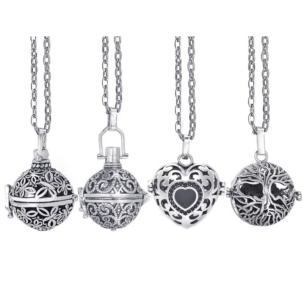 Music Chime Mexico Angel Ball Caller Locket Necklace Antique Vintage Pregnancy Essential Oil Diffuser Aromatherapy Necklace